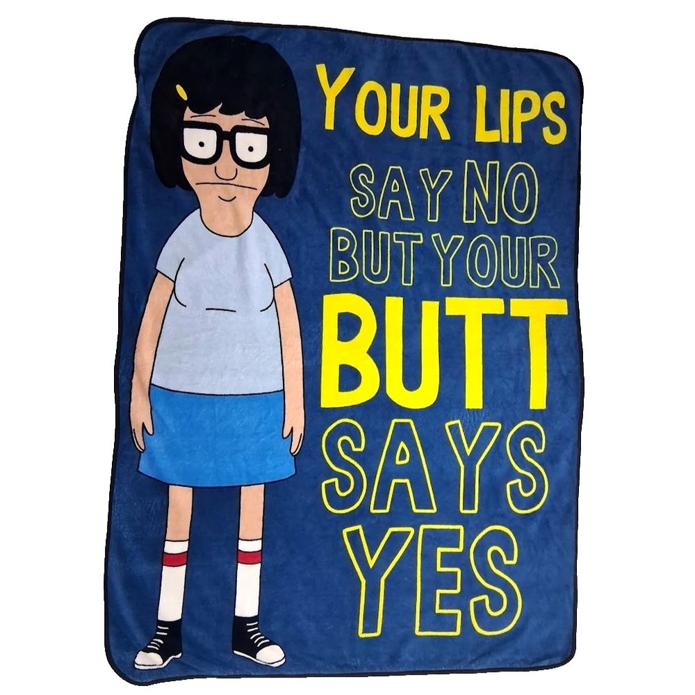 Bob's Burgers Tina Throw Blanket Fleece Your Lips Say No But Your Butt Yes 45x60